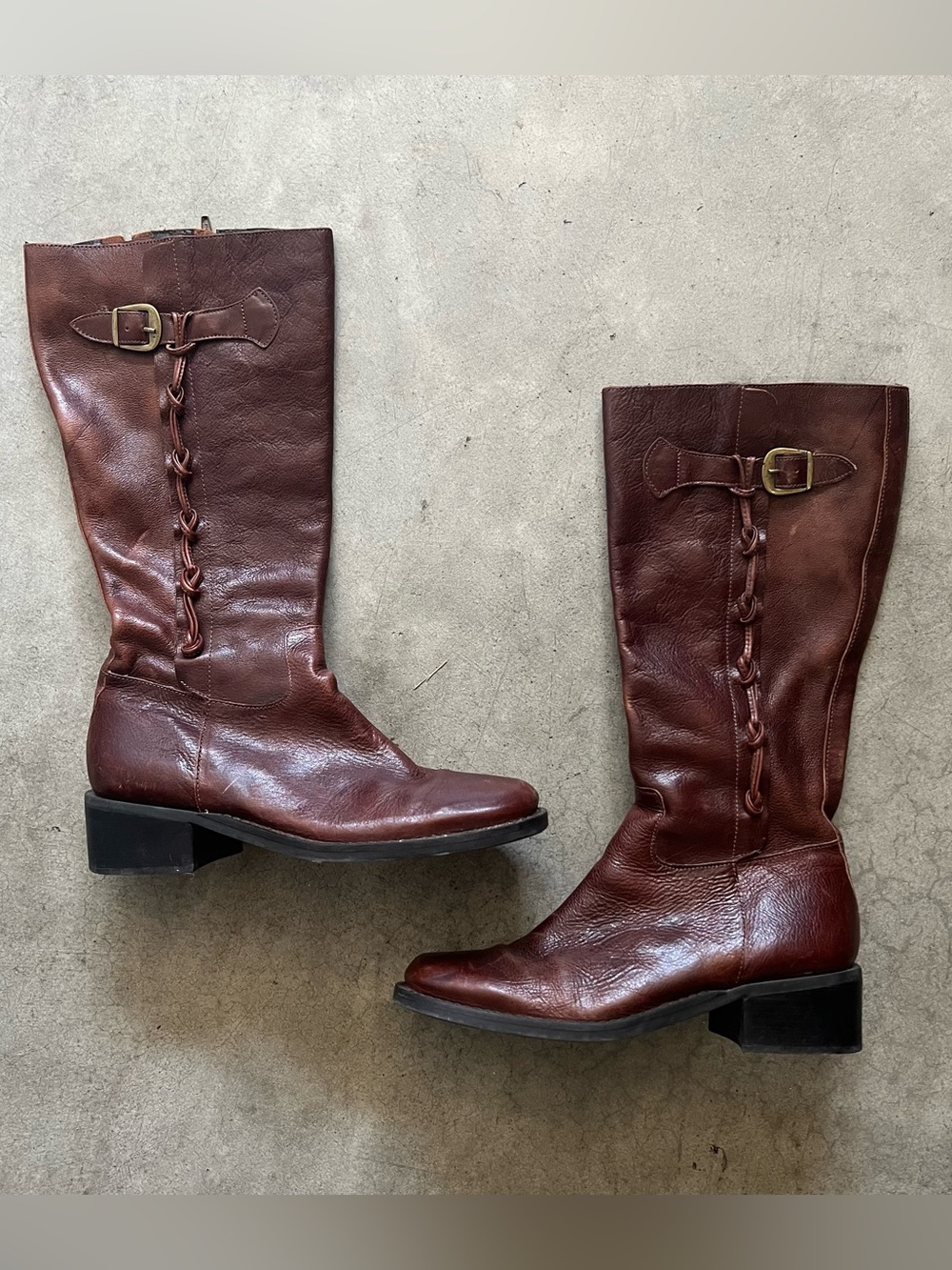 Women’s Brown Leather Mid-Calf Riding Boots